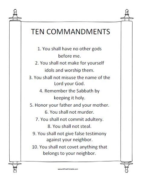 10 Commandments Free Printable